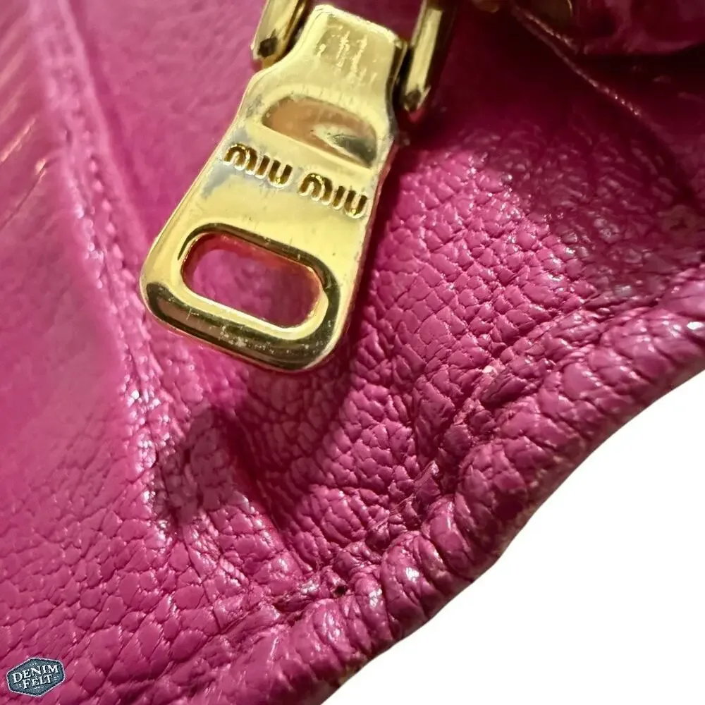 Miu‎ Miu Pink Bicolor/Two Tone Leather Continental Flap Snap Long Wallet